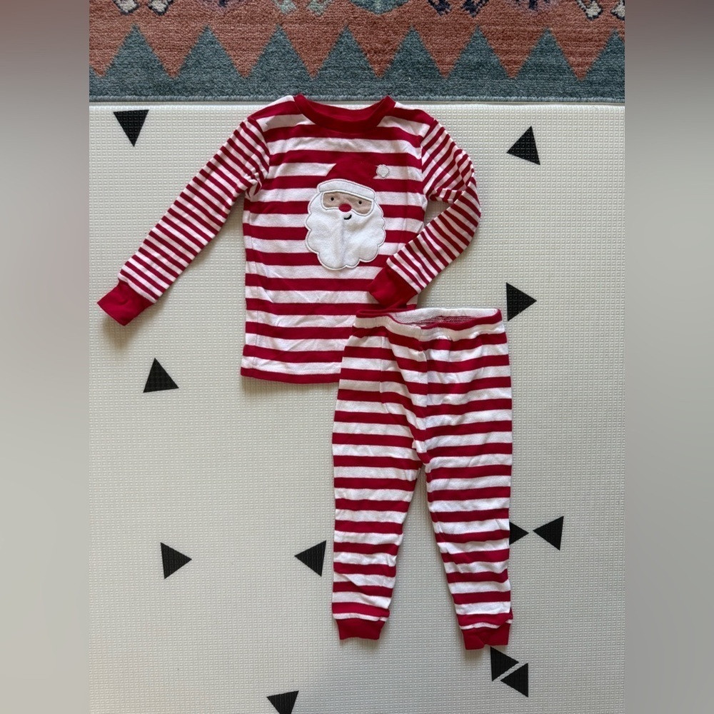 Carter’s|Baby-toddler gender neutral red Santa Striped matching pajamas set•••2t